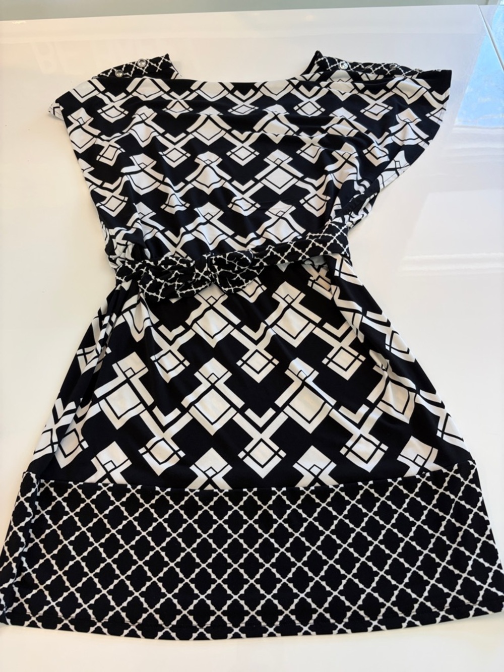 White House Black Market Black & White Geometric Dress